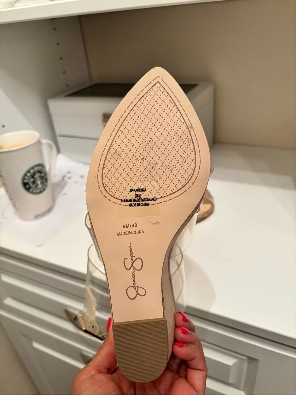 Jessica Simpson Clear-Strap Tan Suede Wedge Sandals
